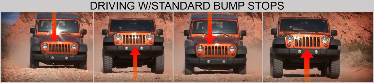 TeraFlex Speedbump Bump Stops vs. Factory Bump Stops with Bump Stop Extensions